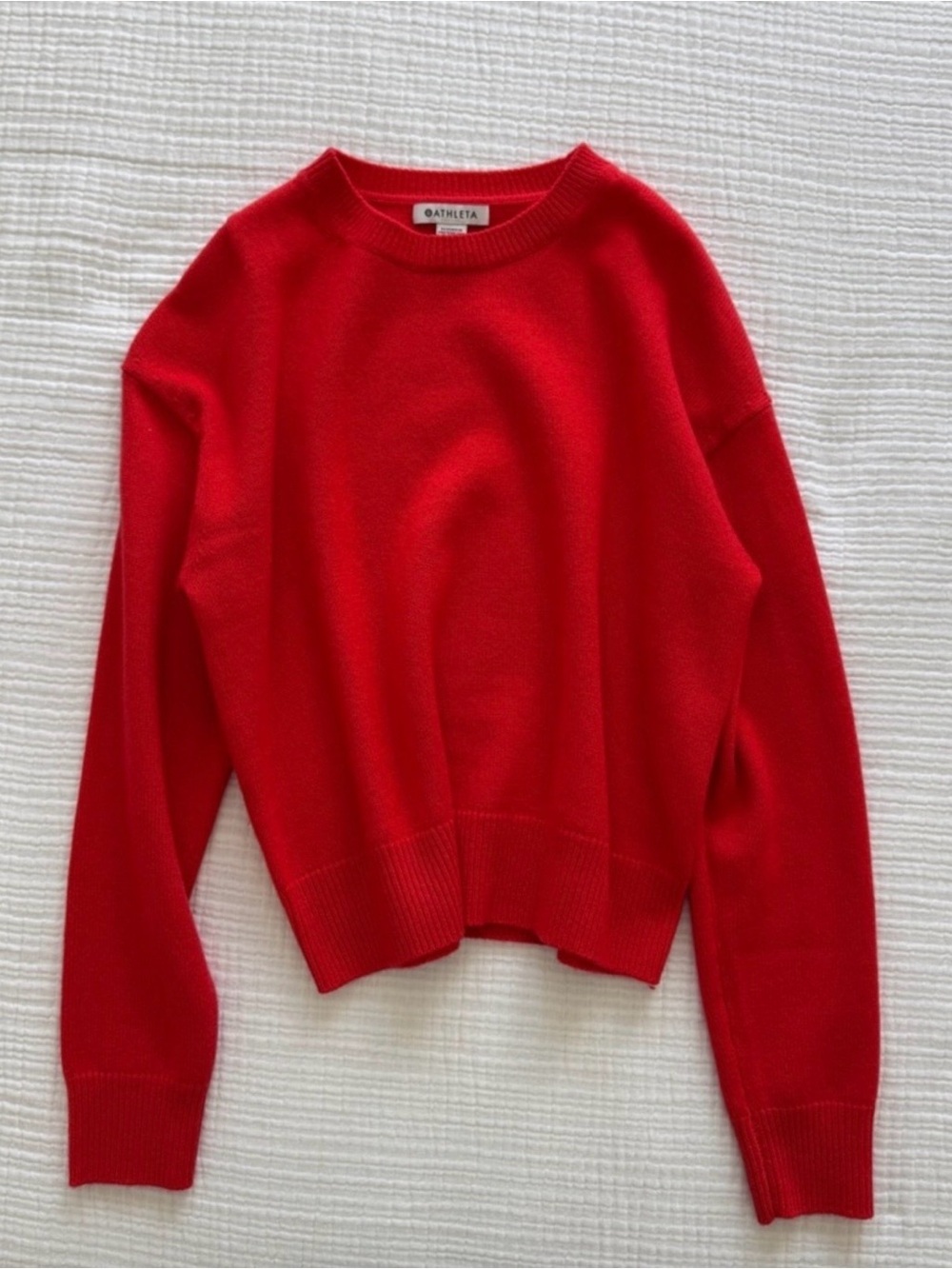 Athleta Red Knit Pullover Sweater Solid Crew Neck Long Sleeve Women’s XXS - Picture 1 of 3